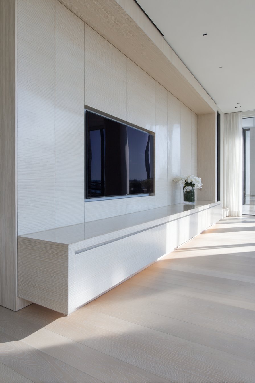 Minimalist White Lacquer Floating Console