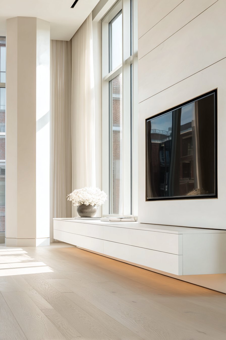 Minimalist White Lacquer Floating Console