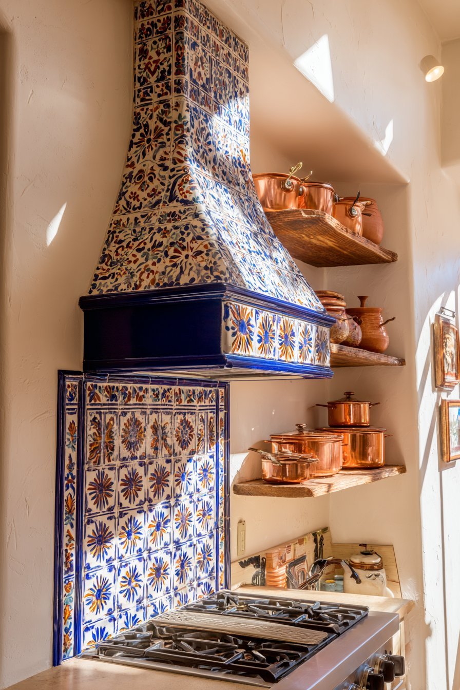 Custom Talavera Range Hood Feature