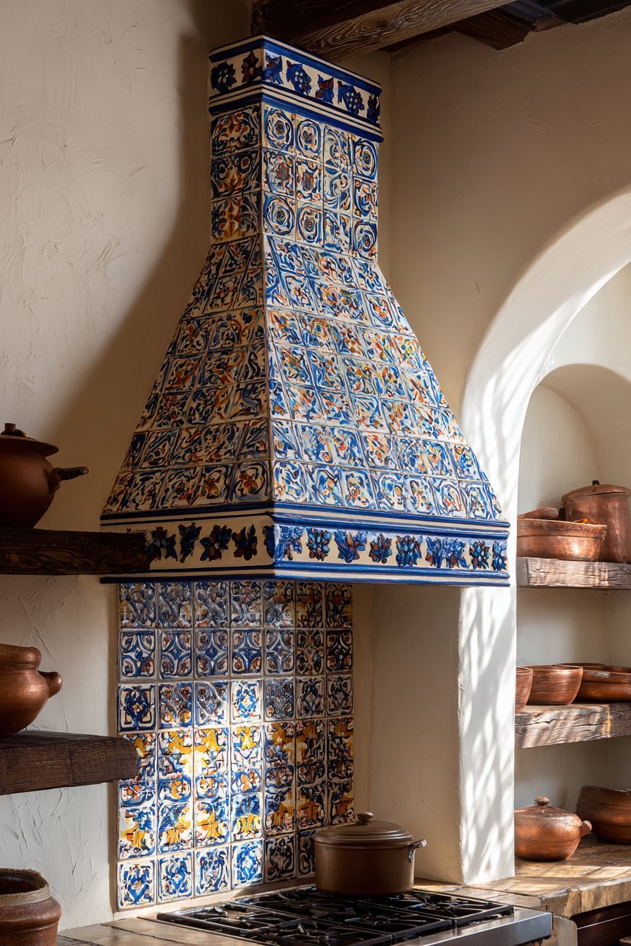 Custom Talavera Range Hood Feature