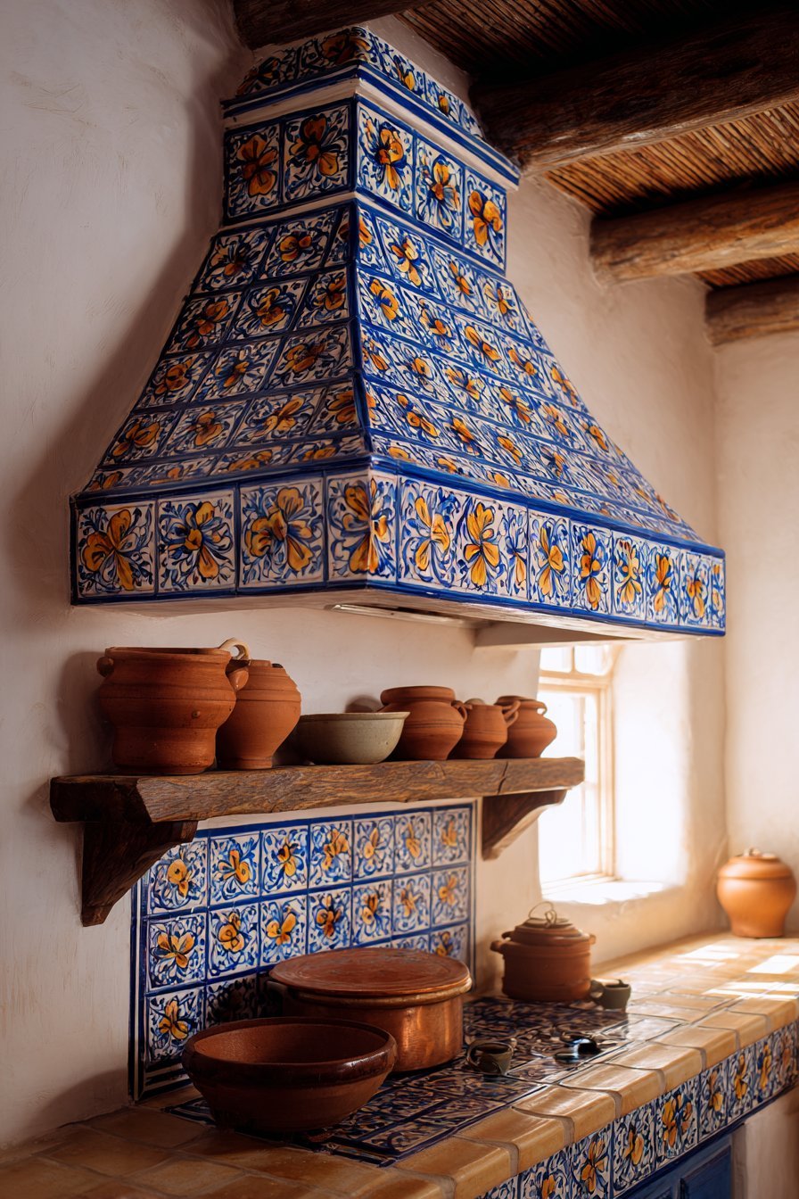 Custom Talavera Range Hood Feature
