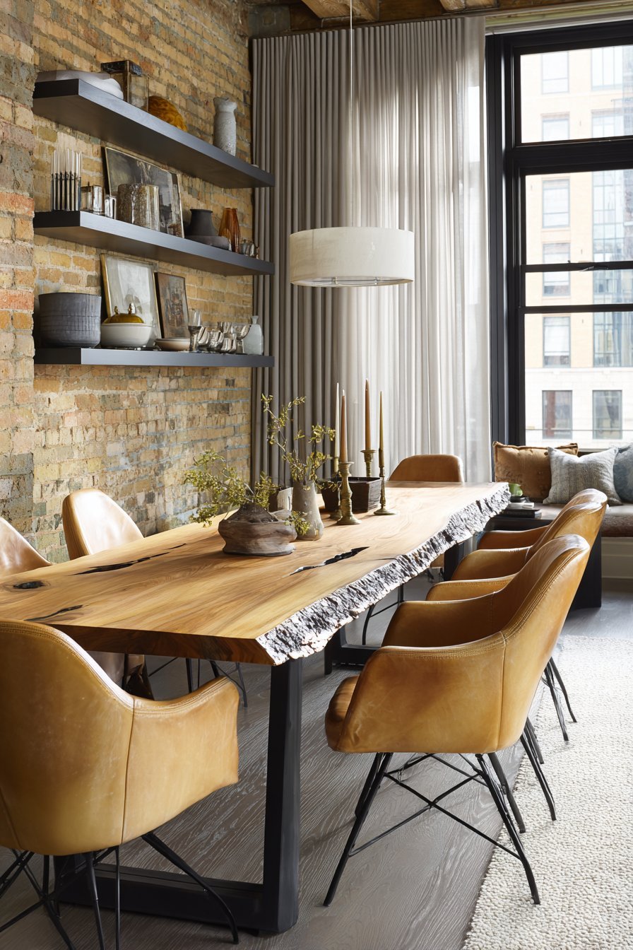 Industrial Dining Space with Vintage Bentwood Chairs