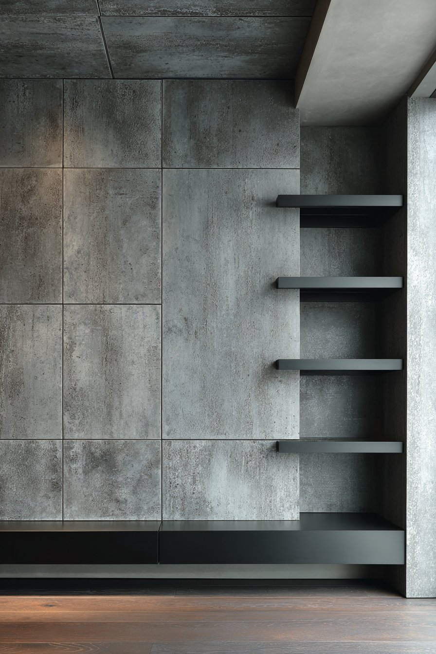 Seamless Concrete-Effect Porcelain Panel Feature