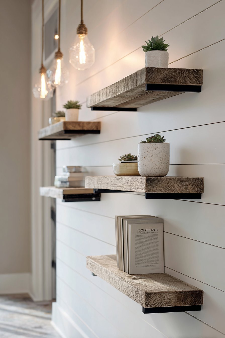 Floating Shelf Trio with Minimal Decor