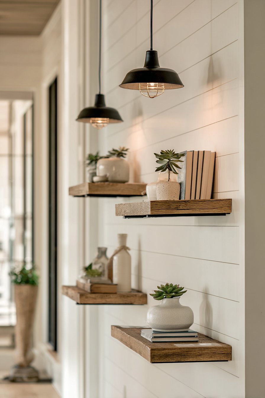 Floating Shelf Trio with Minimal Decor