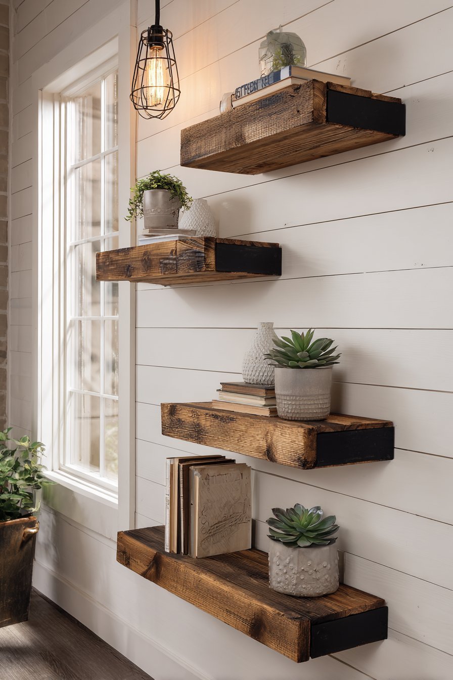 Floating Shelf Trio with Minimal Decor