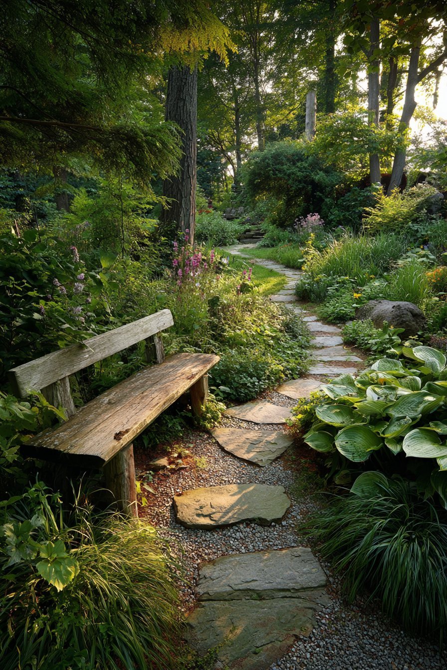 Serene Garden Path with Flagstone Pavers