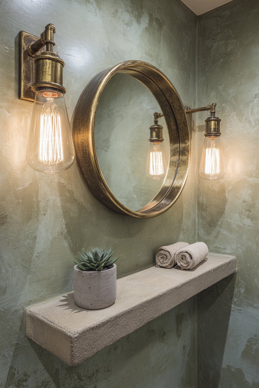 Vintage Brass Circular Mirror Statement