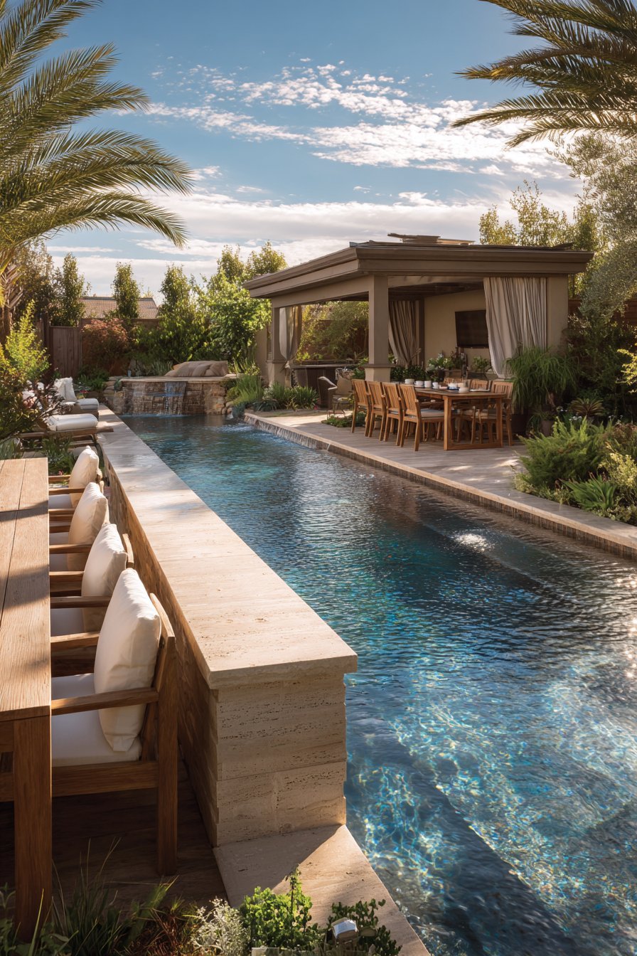 Infinity-Edge Pool with Travertine Deck