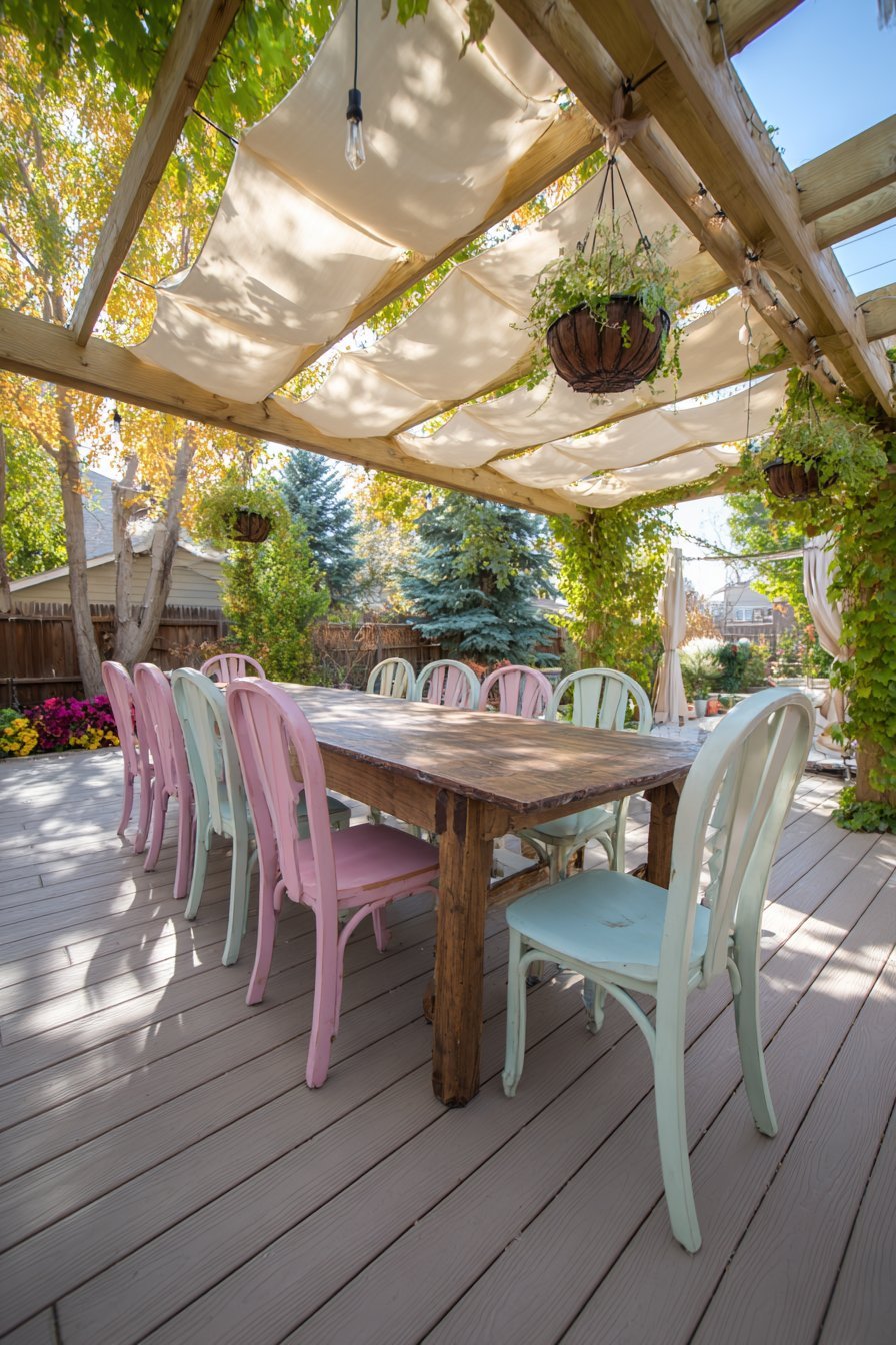 Pergola Dining Area with Retractable Shade