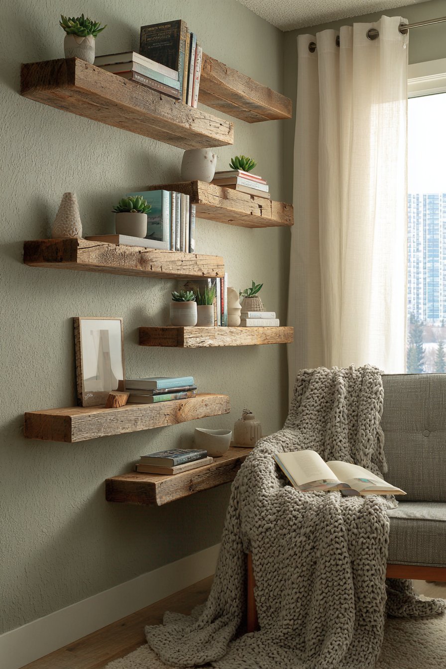 Ascending Wooden Shelf Display
