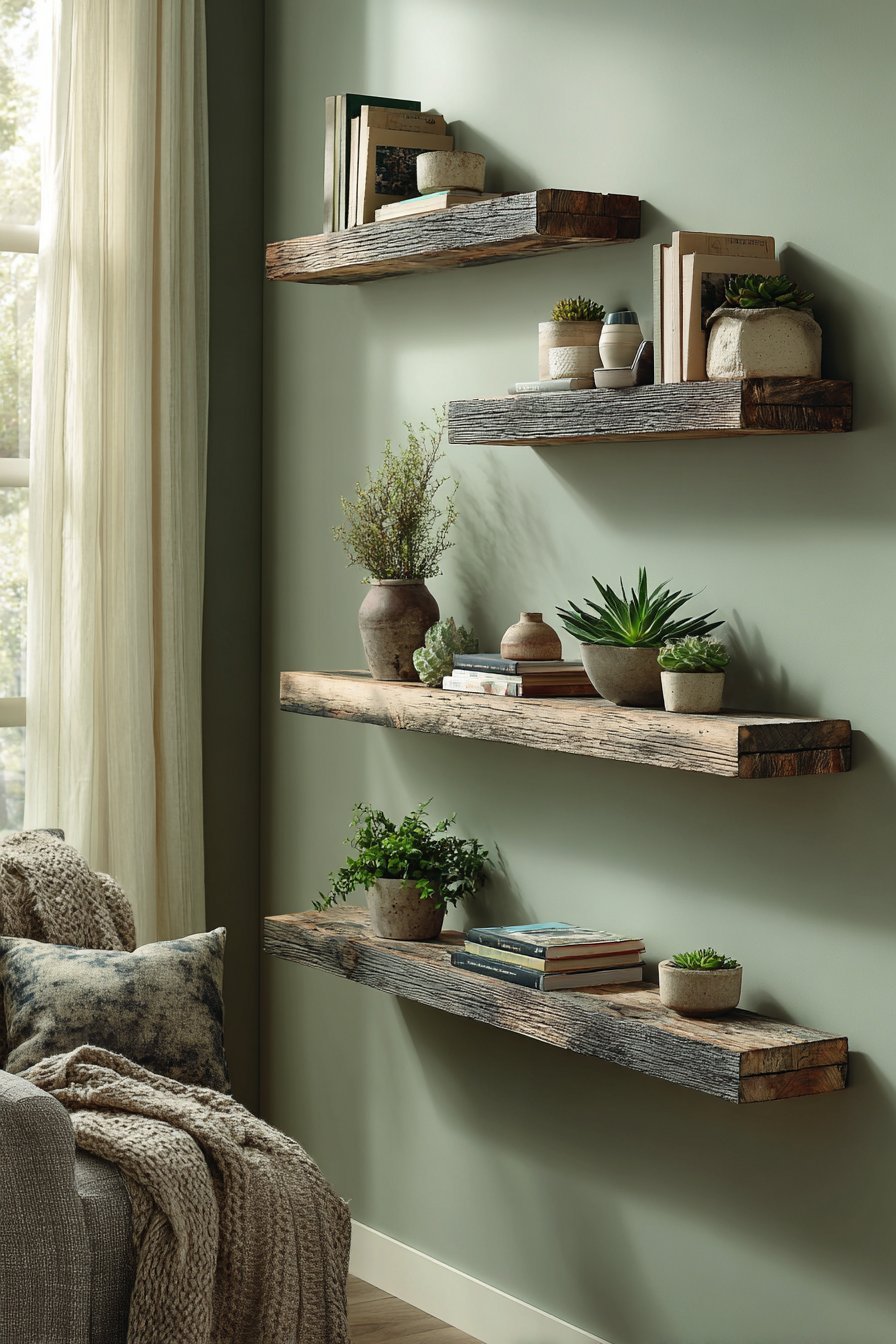 Ascending Wooden Shelf Display