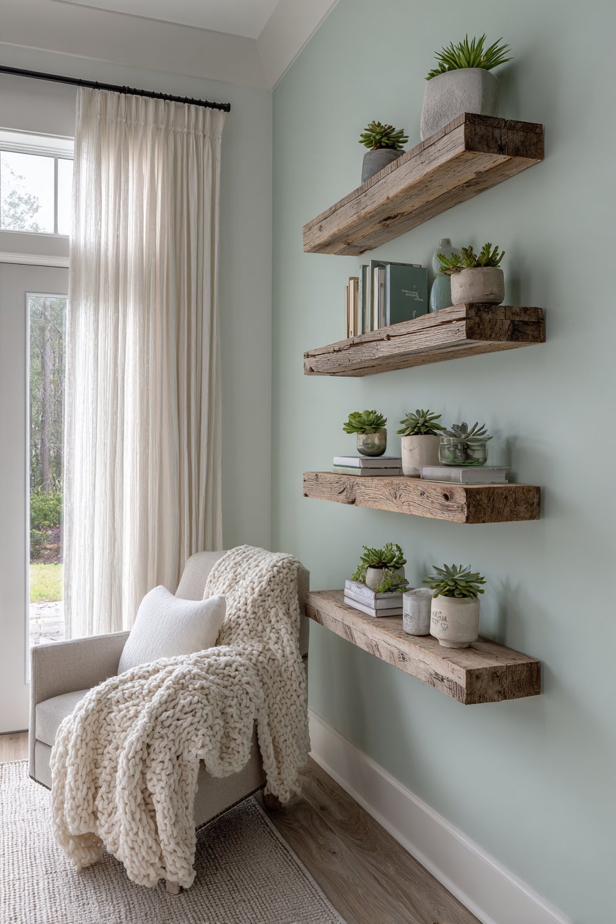 Ascending Wooden Shelf Display