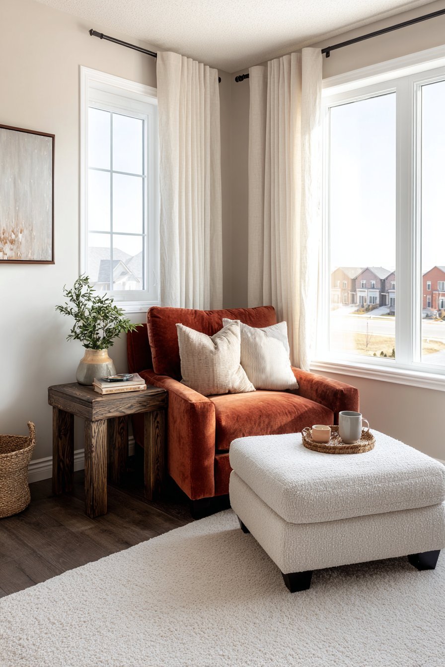 Corner Reading Retreat with Velvet Comfort