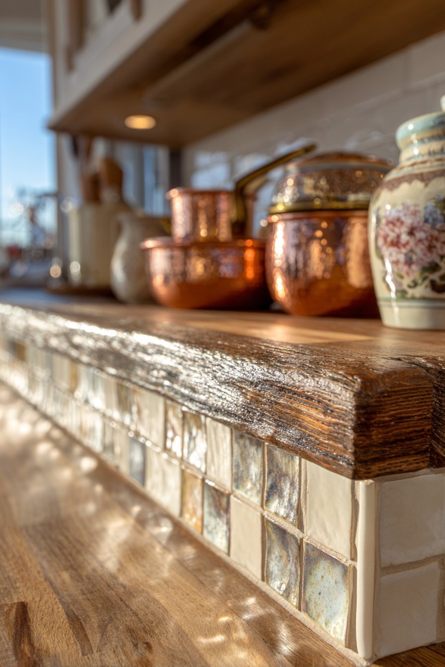 Handmade Ceramic Tile with Walnut Trim