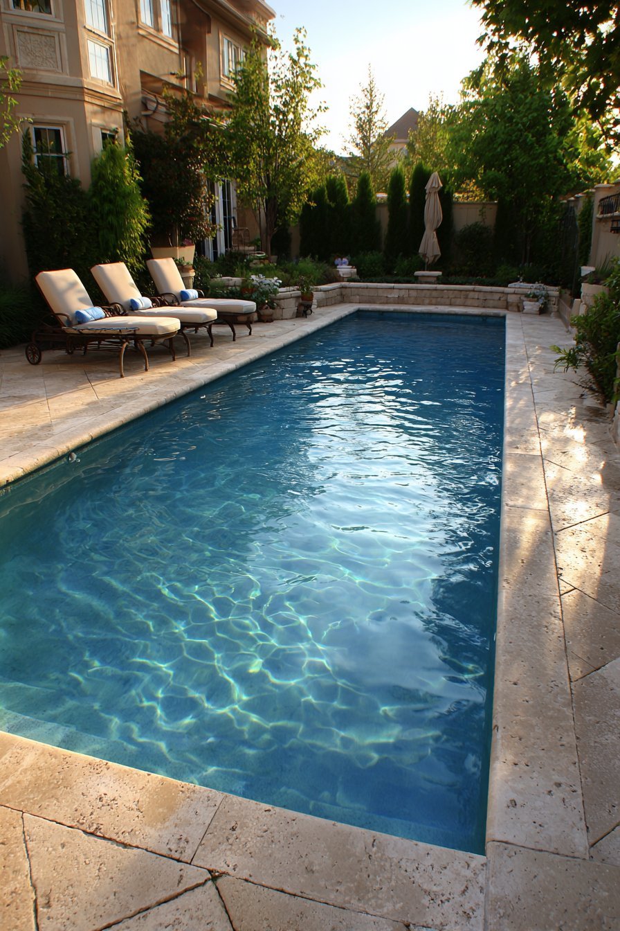 Rectangular Saltwater Pool with Natural Stone Surround
