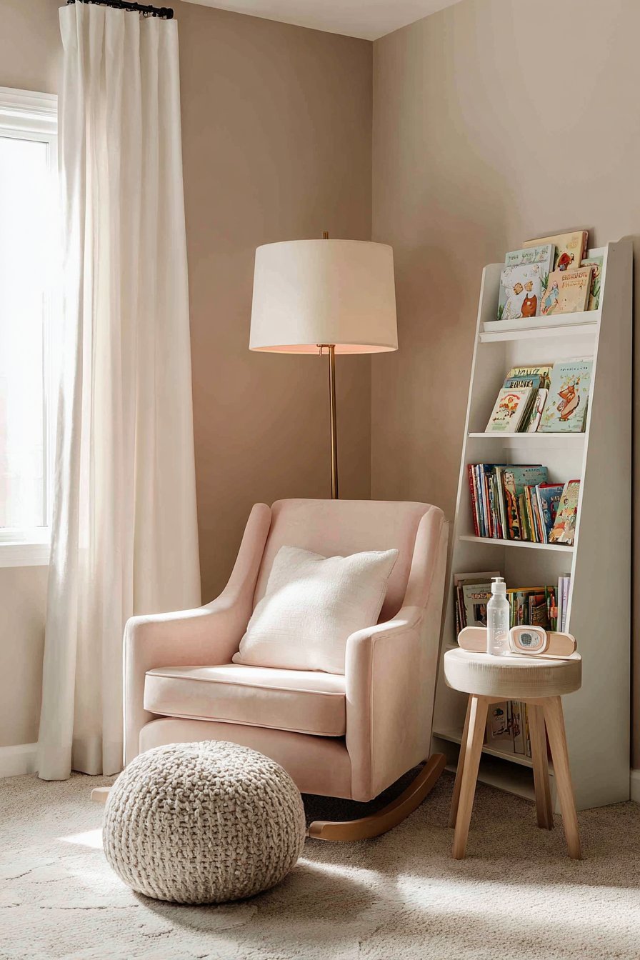 Cozy Blush Pink Reading Corner