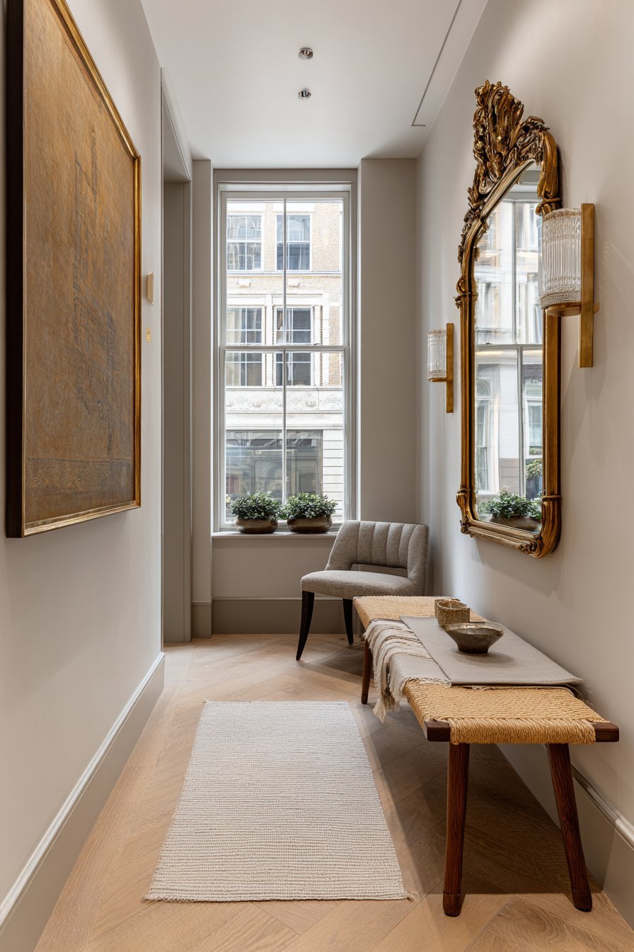 Oversized Statement Mirror with Antique Brass Frame