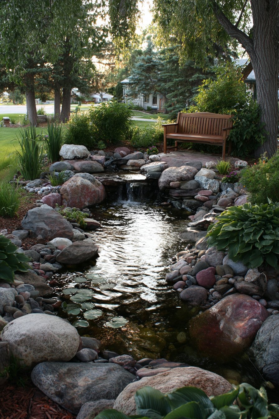 Naturalistic Pond with Waterfall Feature