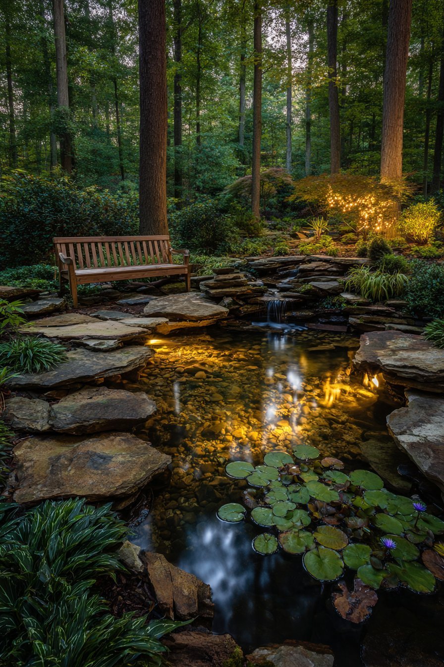 Naturalistic Pond with Waterfall Feature