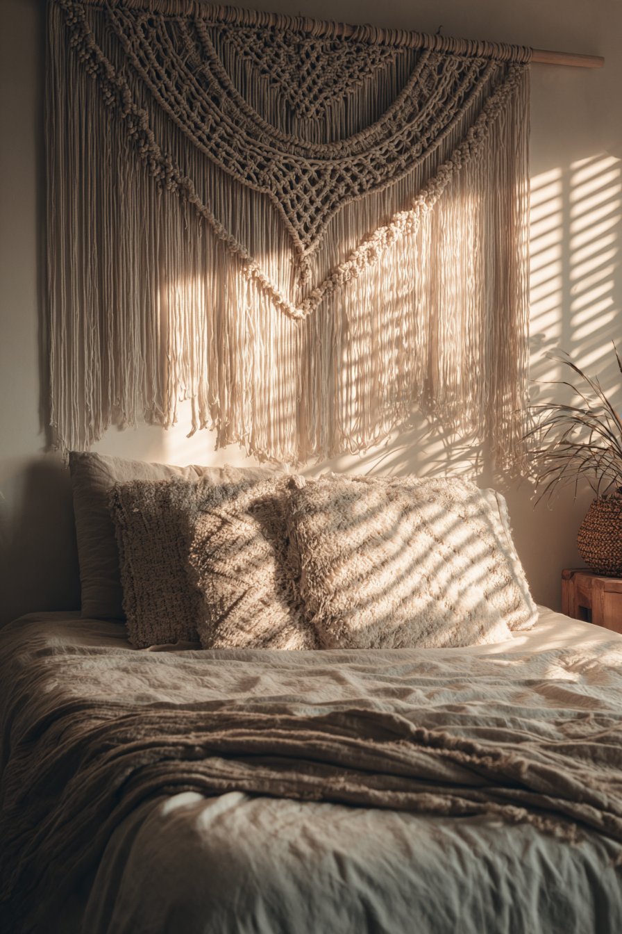 Macramé Fiber Art Headboard Alternative