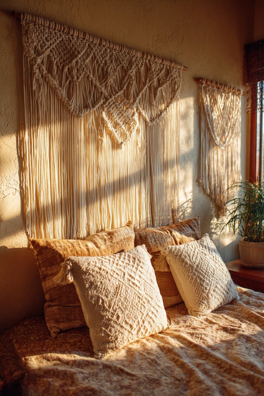 Macramé Fiber Art Headboard Alternative