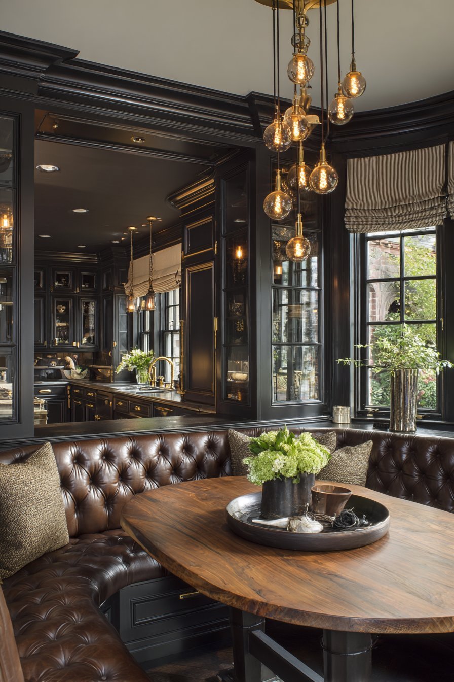 Cognac Leather Banquette Breakfast Nook