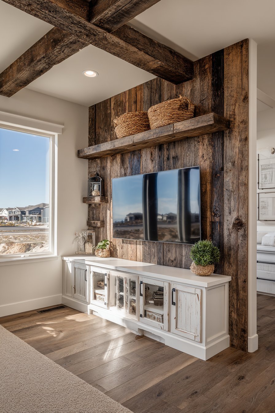 Rustic Farmhouse Reclaimed Wood Entertainment Center
