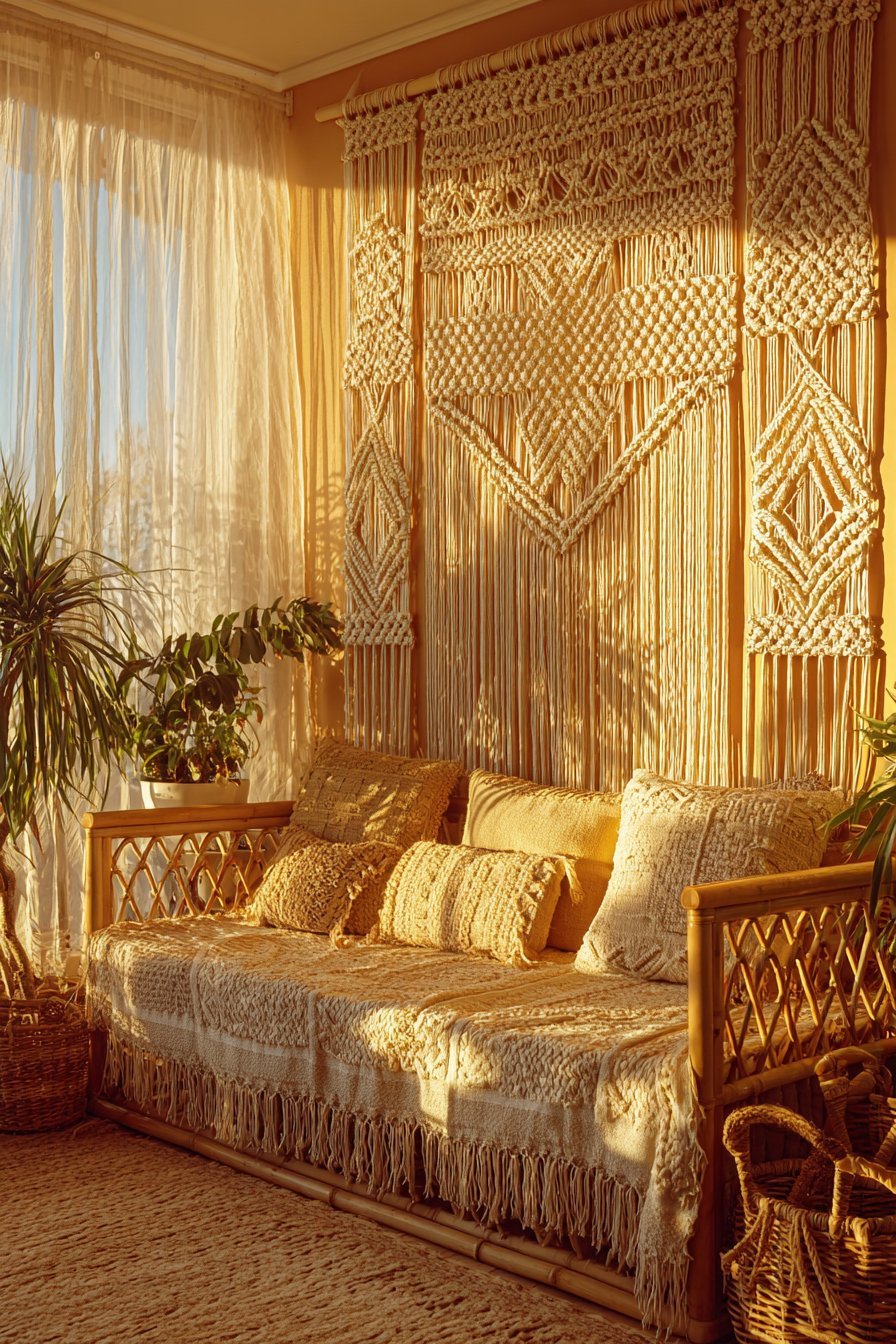 Intricate Macramé Fiber Art Installation