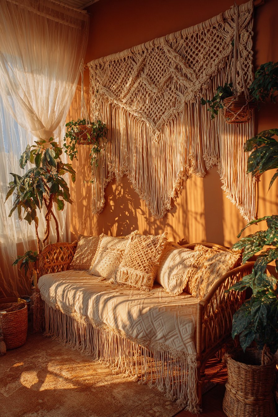 Intricate Macramé Fiber Art Installation