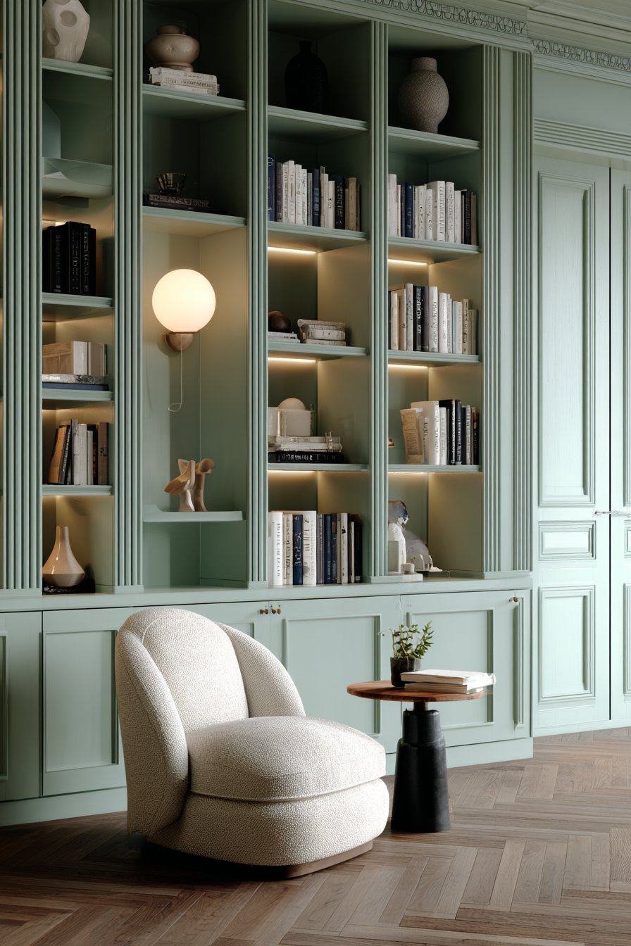Contemporary Built-In Shelving Display