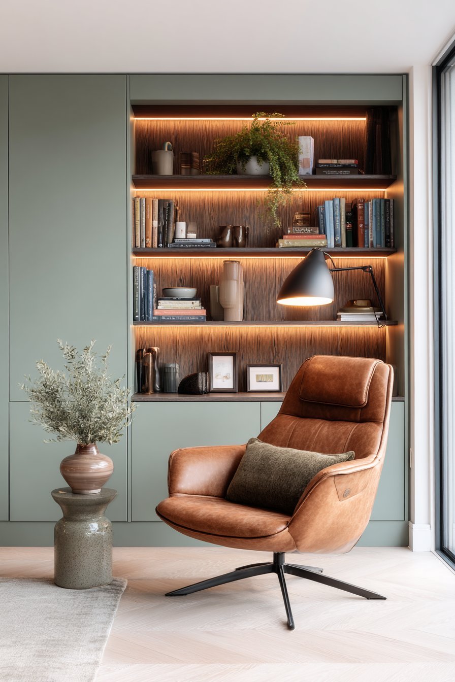 Contemporary Built-In Shelving Display