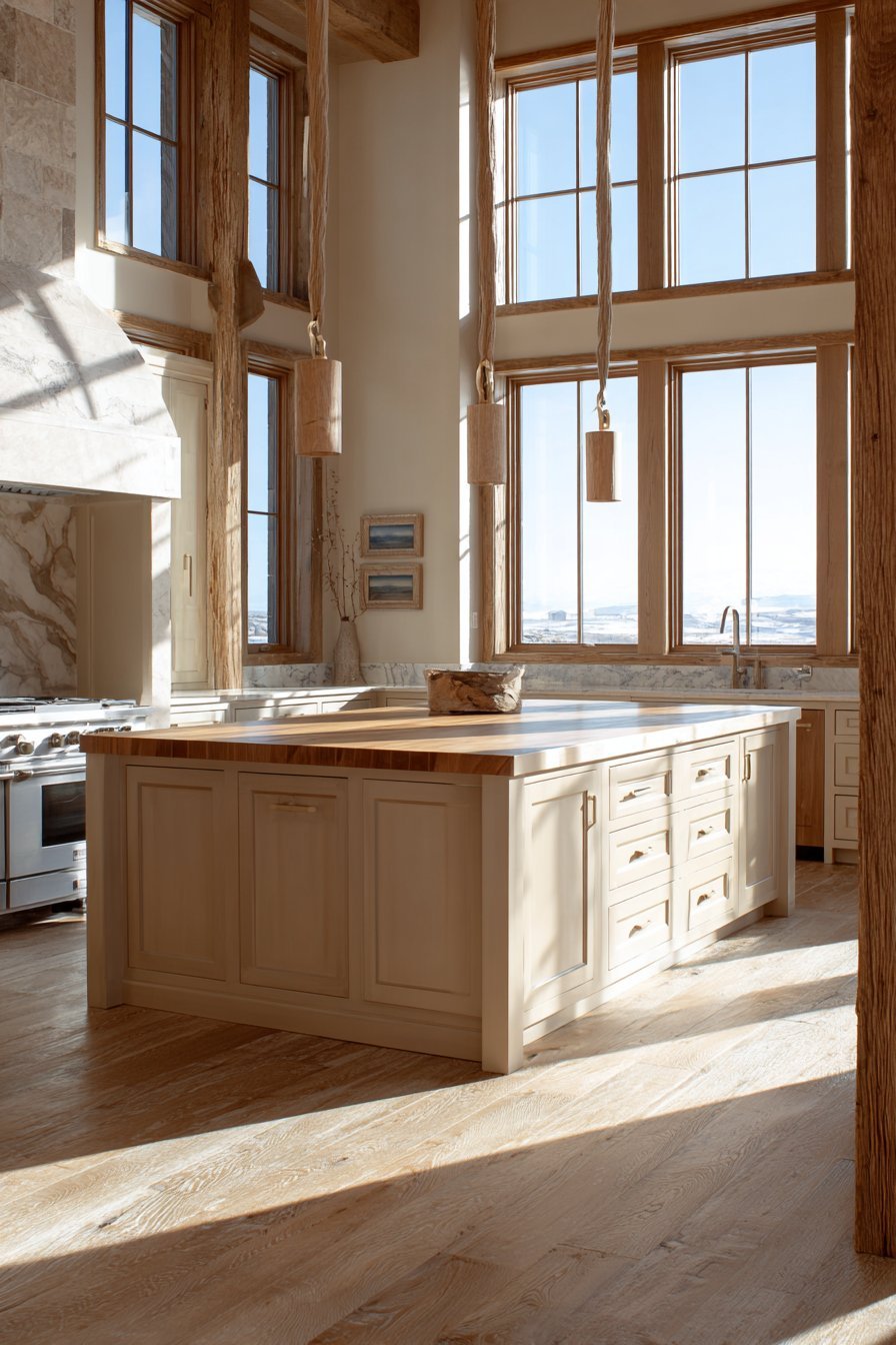 Spacious Layout with Butcher Block Island