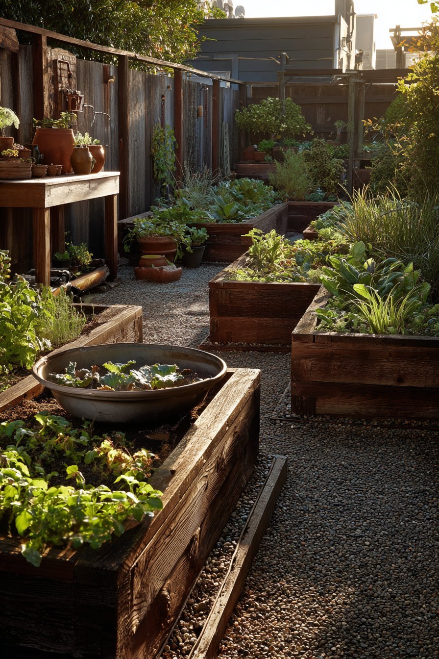 Productive Vegetable Garden with Cedar Raised Beds