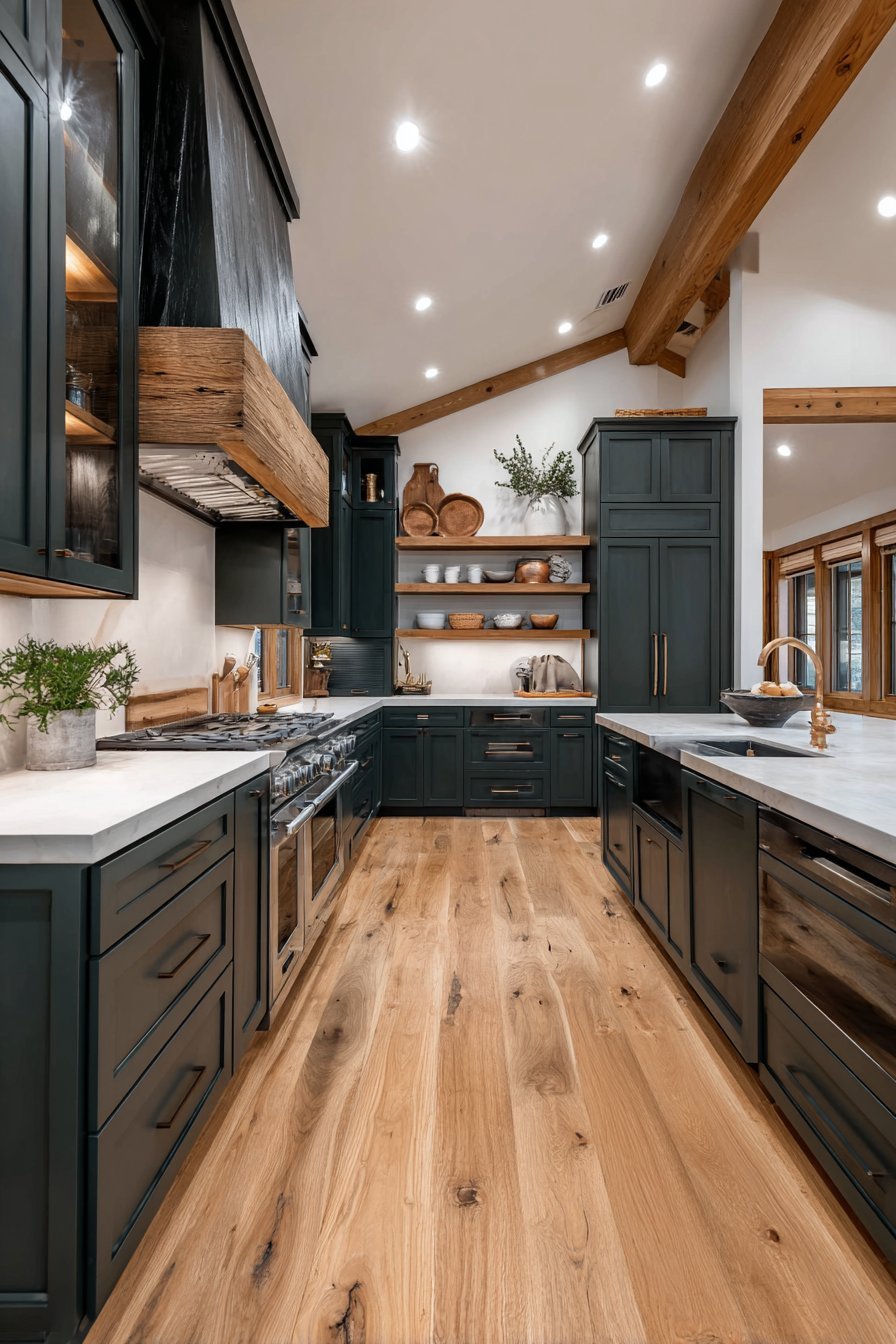 Luxurious Hunter Green with Reclaimed Wood