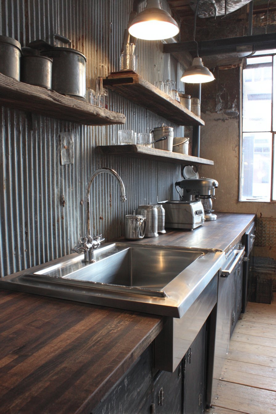 Corrugated Metal Accent Wall Feature