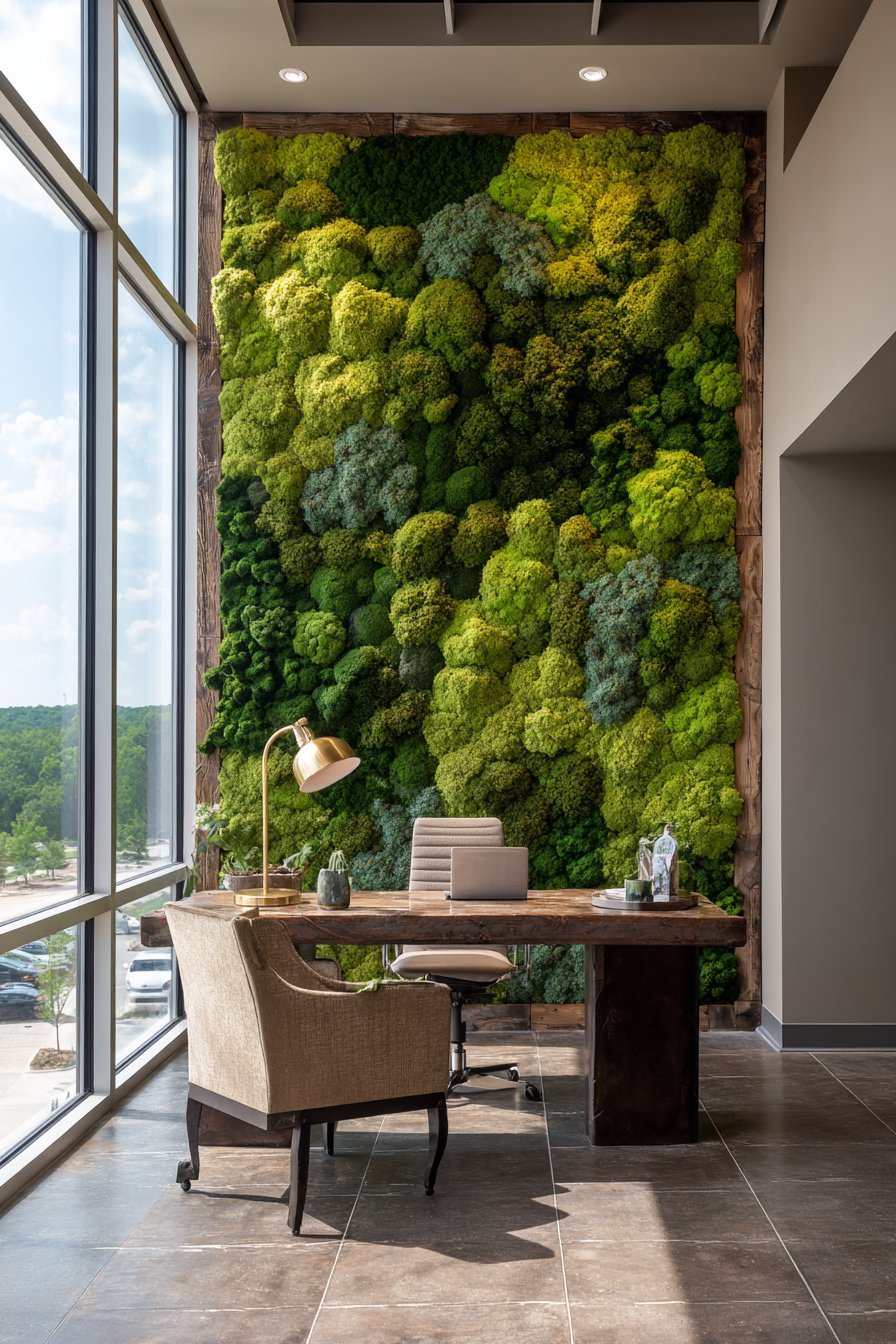 Biophilic Preserved Moss Garden Installation