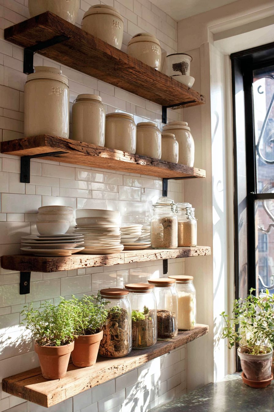 Reclaimed Wood Open Shelving