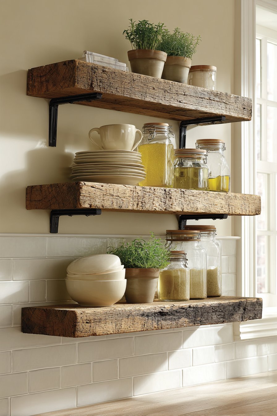 Reclaimed Wood Open Shelving