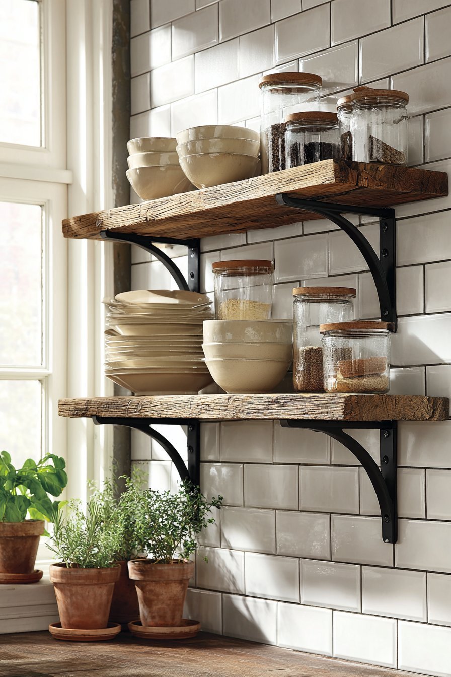 Reclaimed Wood Open Shelving