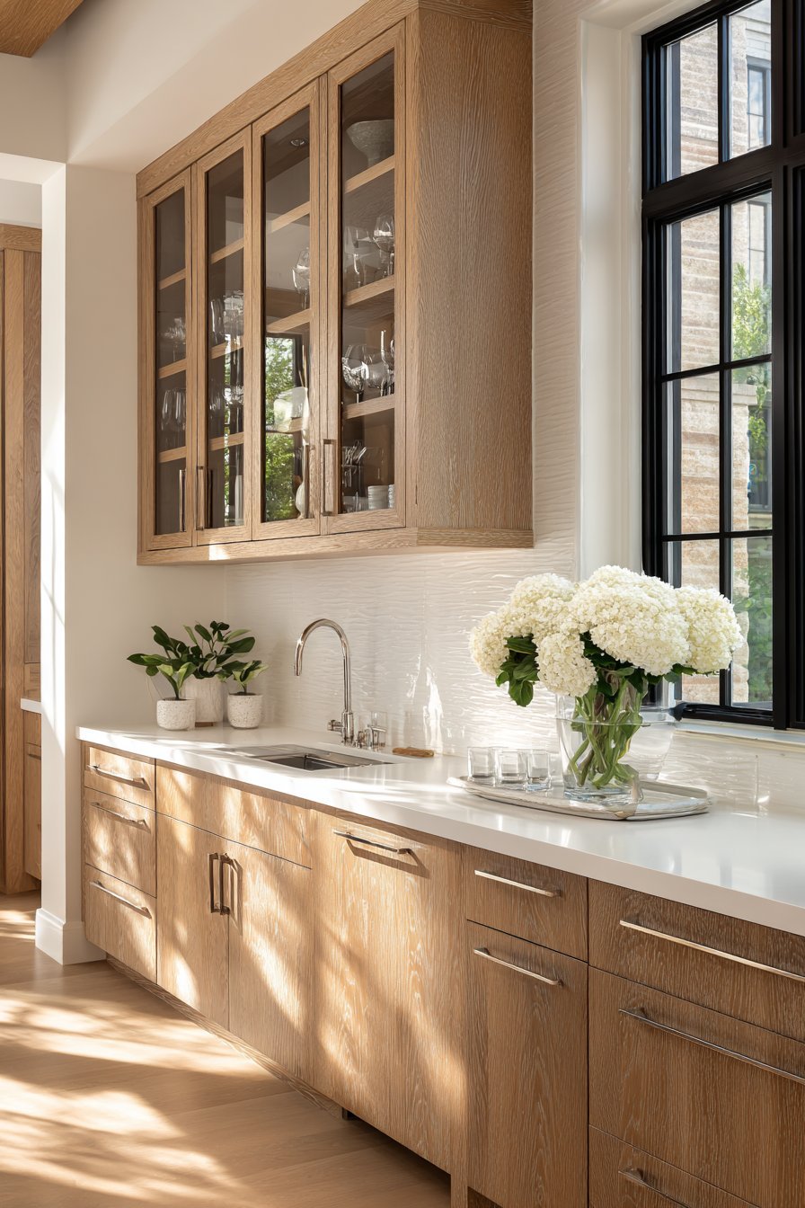 Transitional Glass-Front Upper Cabinets