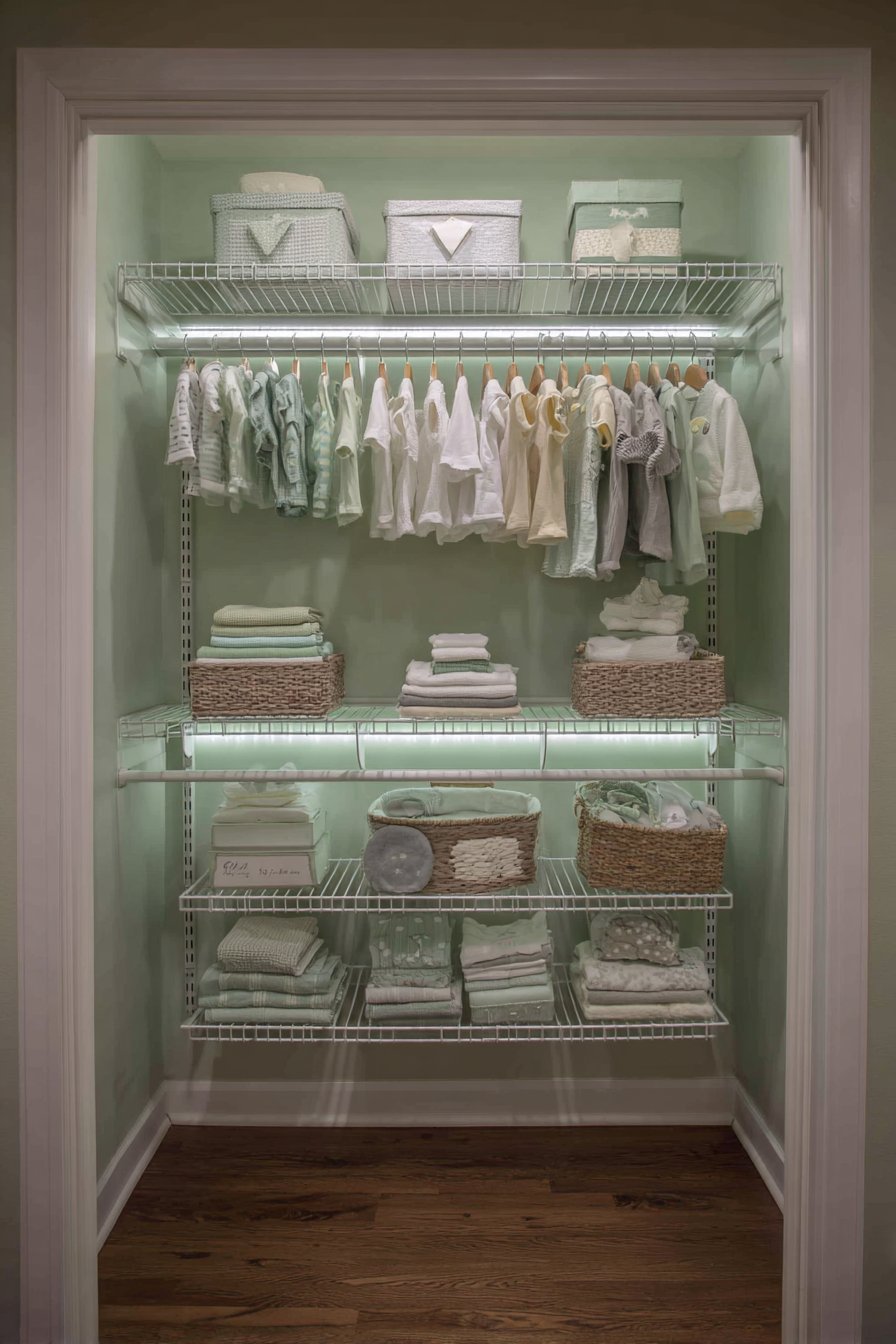 Organized Mint Green Closet System