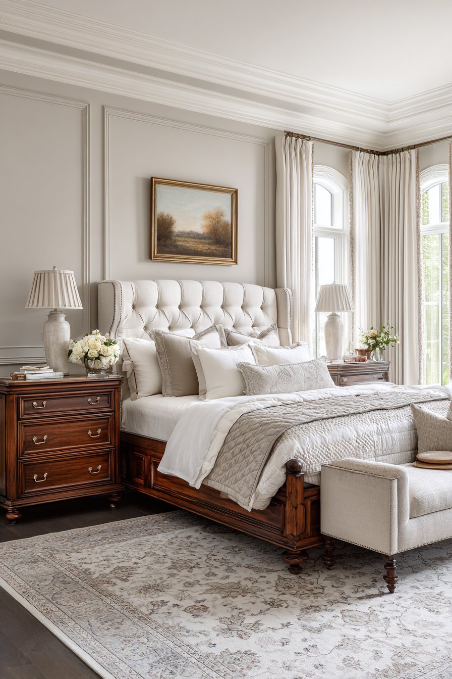 Stately Upholstered Button-Tufted Elegance