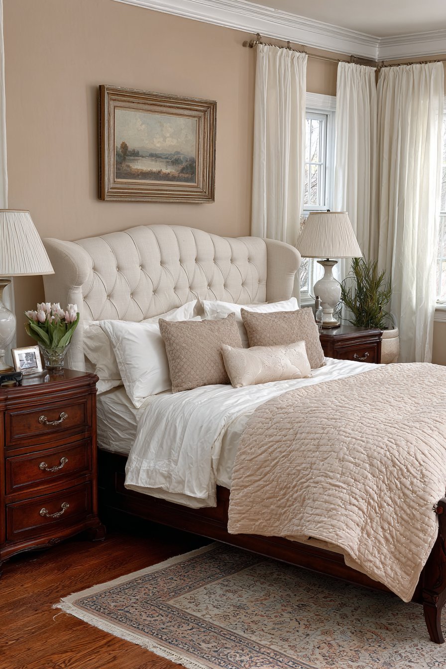Stately Upholstered Button-Tufted Elegance
