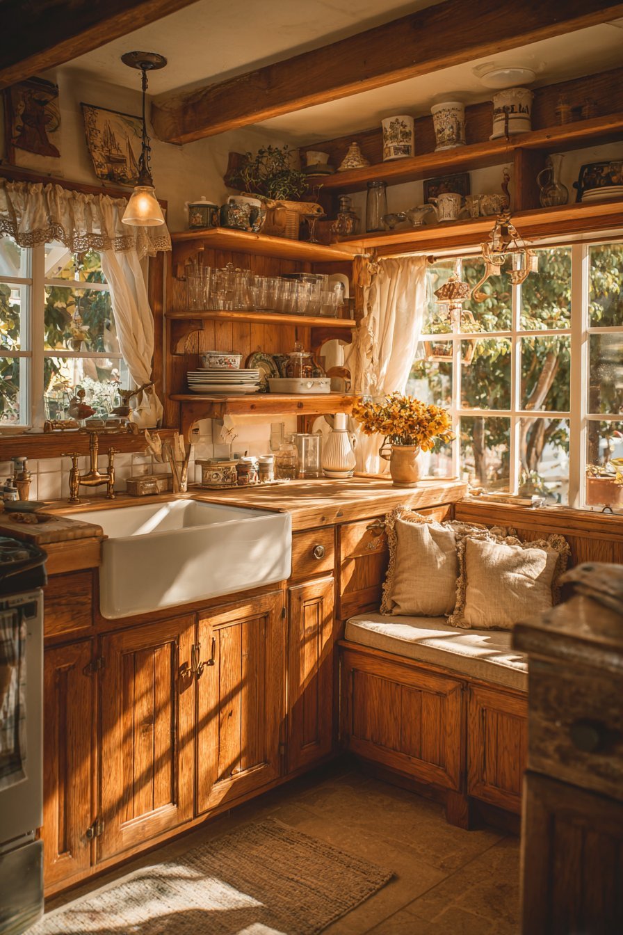 Warm Honey Oak Kitchen with Farmhouse Charm