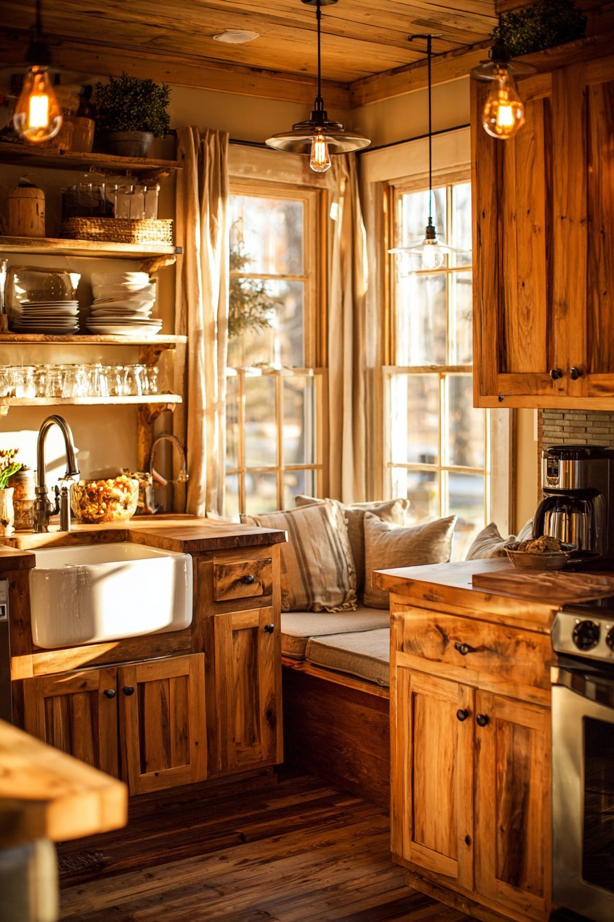 Warm Honey Oak Kitchen with Farmhouse Charm