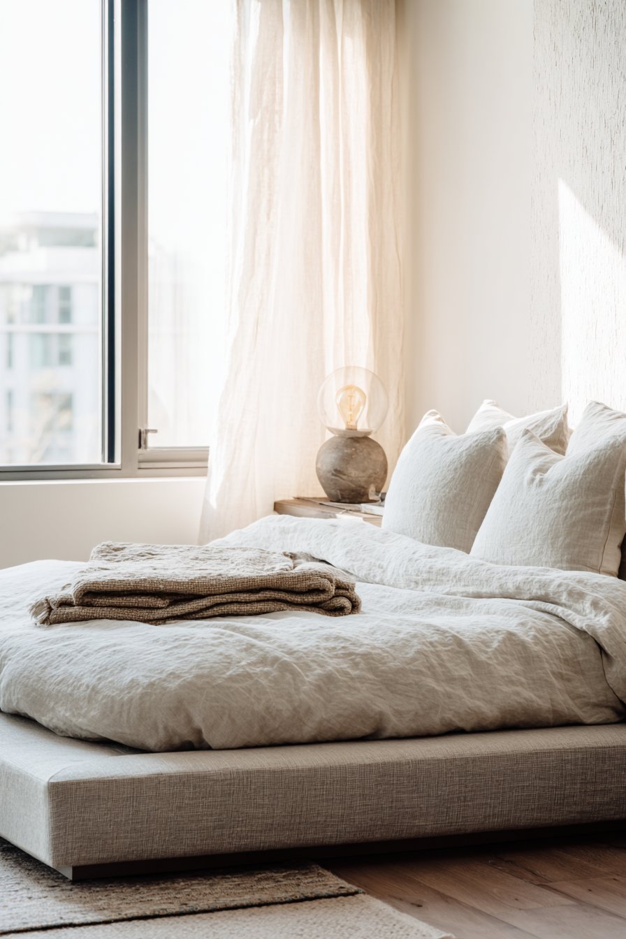 Natural Linen Platform Bed Sanctuary