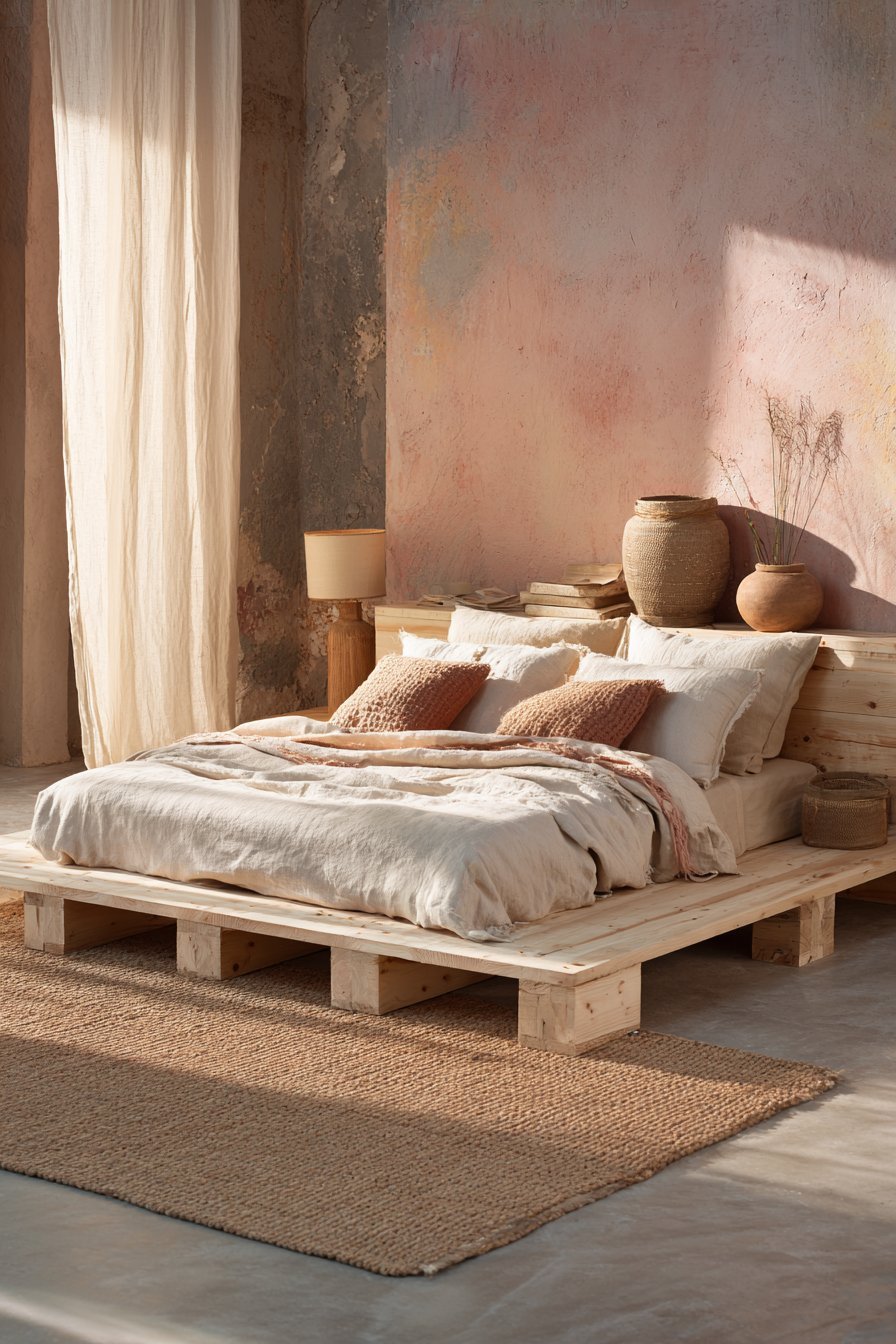 Textured Terracotta Platform Bed Retreat
