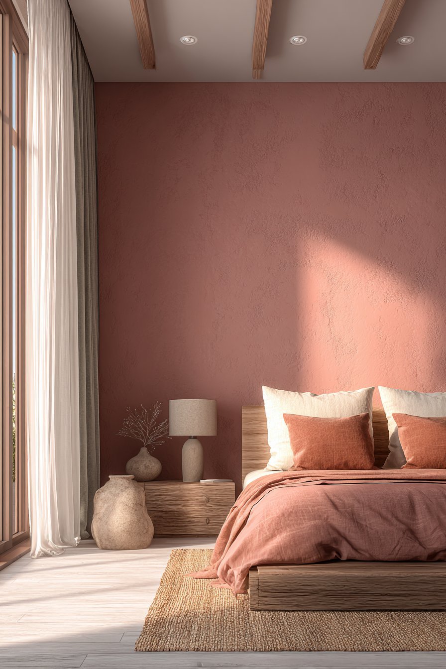 Textured Terracotta Platform Bed Retreat