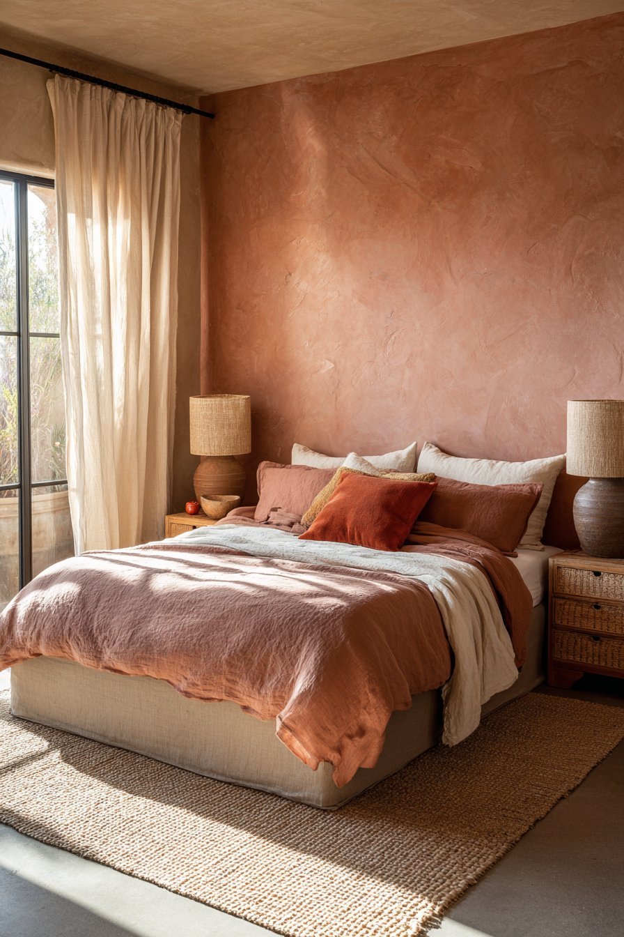 Textured Terracotta Platform Bed Retreat